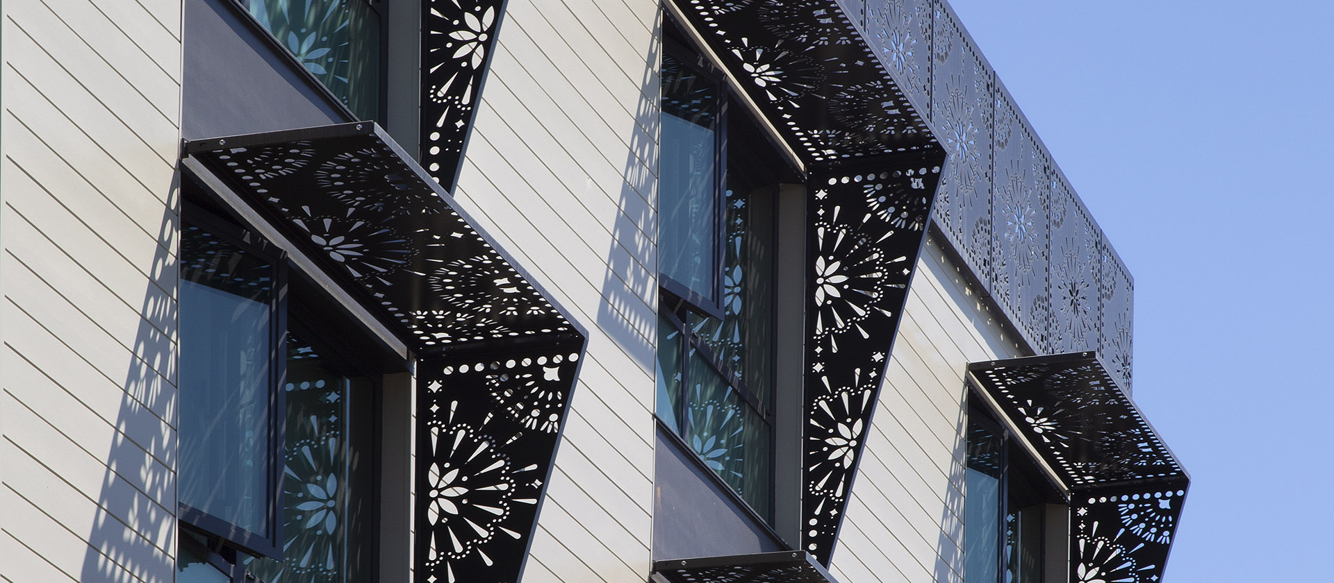 Clients - building exterior with metal shades